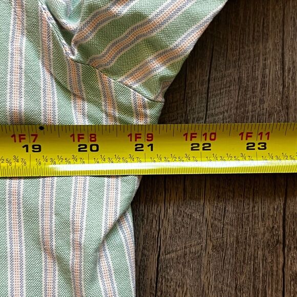 Ralph Lauren Mens Shirt Custom Fit Button Down Long Sleeves Striped Green Medium - Picture 7 of 9